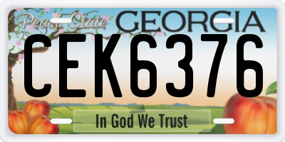 GA license plate CEK6376