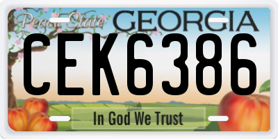 GA license plate CEK6386