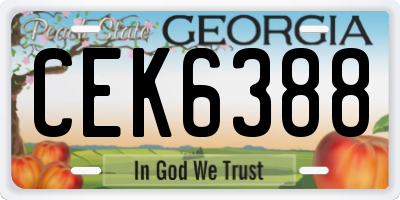 GA license plate CEK6388