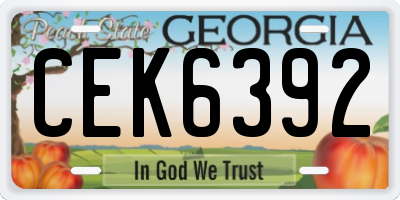 GA license plate CEK6392