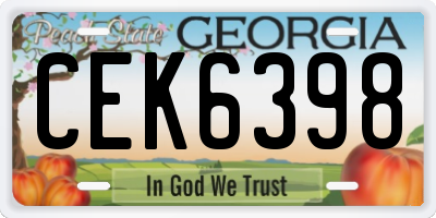GA license plate CEK6398
