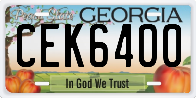 GA license plate CEK6400