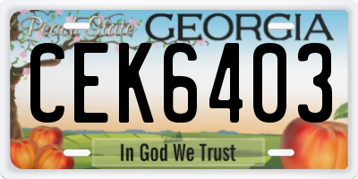 GA license plate CEK6403
