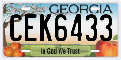 GA license plate CEK6433
