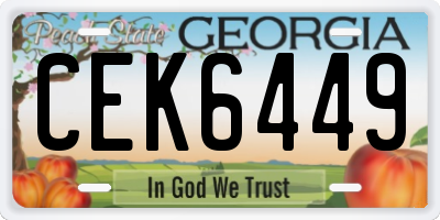 GA license plate CEK6449