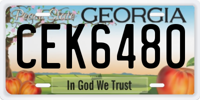 GA license plate CEK6480