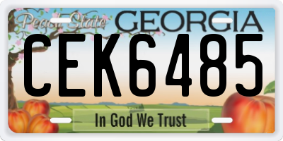 GA license plate CEK6485