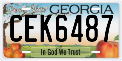 GA license plate CEK6487