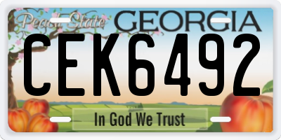 GA license plate CEK6492