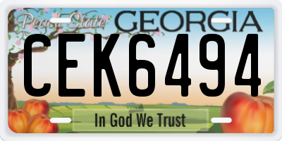 GA license plate CEK6494