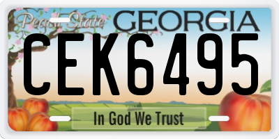 GA license plate CEK6495