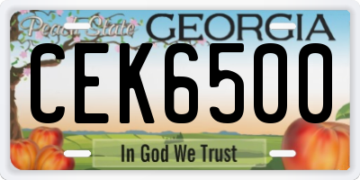 GA license plate CEK6500