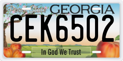 GA license plate CEK6502