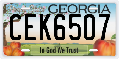 GA license plate CEK6507