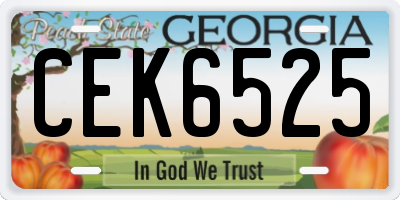 GA license plate CEK6525