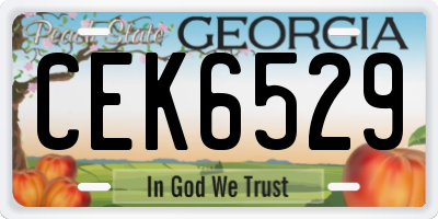 GA license plate CEK6529