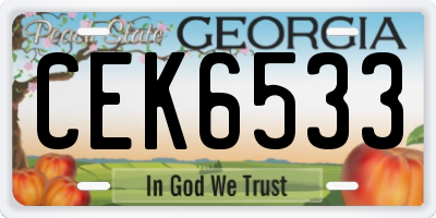 GA license plate CEK6533