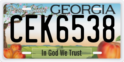 GA license plate CEK6538