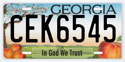 GA license plate CEK6545