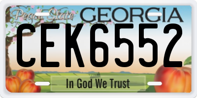 GA license plate CEK6552