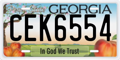 GA license plate CEK6554