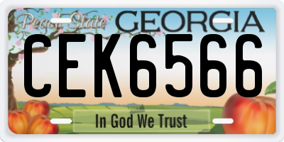 GA license plate CEK6566