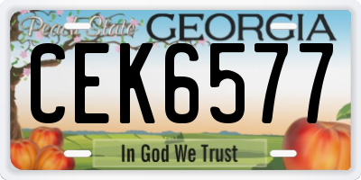 GA license plate CEK6577