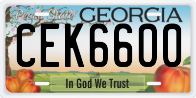 GA license plate CEK6600