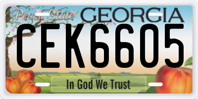 GA license plate CEK6605