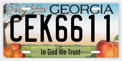 GA license plate CEK6611