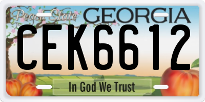 GA license plate CEK6612
