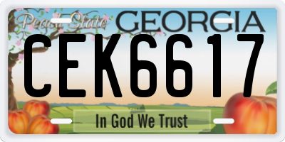 GA license plate CEK6617