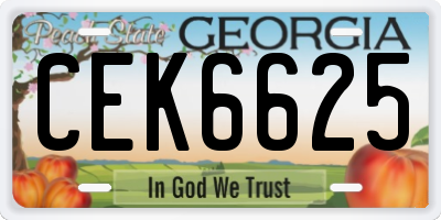 GA license plate CEK6625