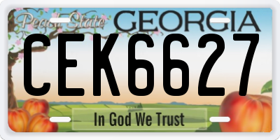GA license plate CEK6627