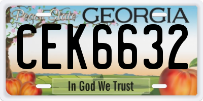 GA license plate CEK6632
