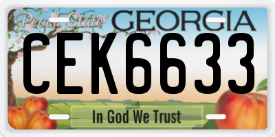 GA license plate CEK6633