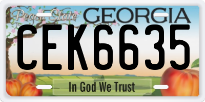 GA license plate CEK6635