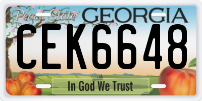 GA license plate CEK6648