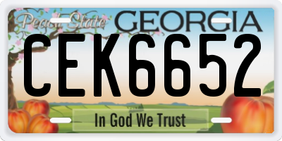 GA license plate CEK6652