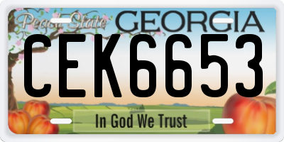 GA license plate CEK6653