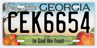 GA license plate CEK6654