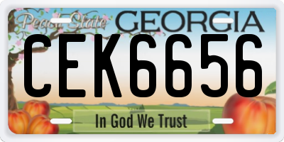 GA license plate CEK6656