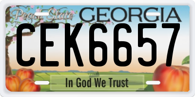 GA license plate CEK6657