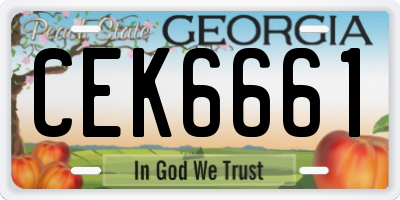 GA license plate CEK6661