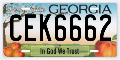 GA license plate CEK6662