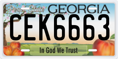 GA license plate CEK6663