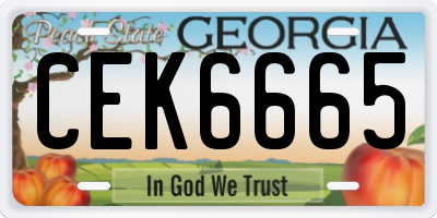 GA license plate CEK6665