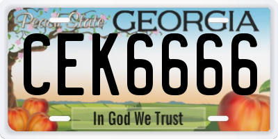 GA license plate CEK6666