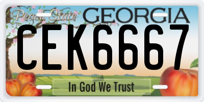 GA license plate CEK6667