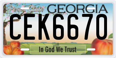 GA license plate CEK6670